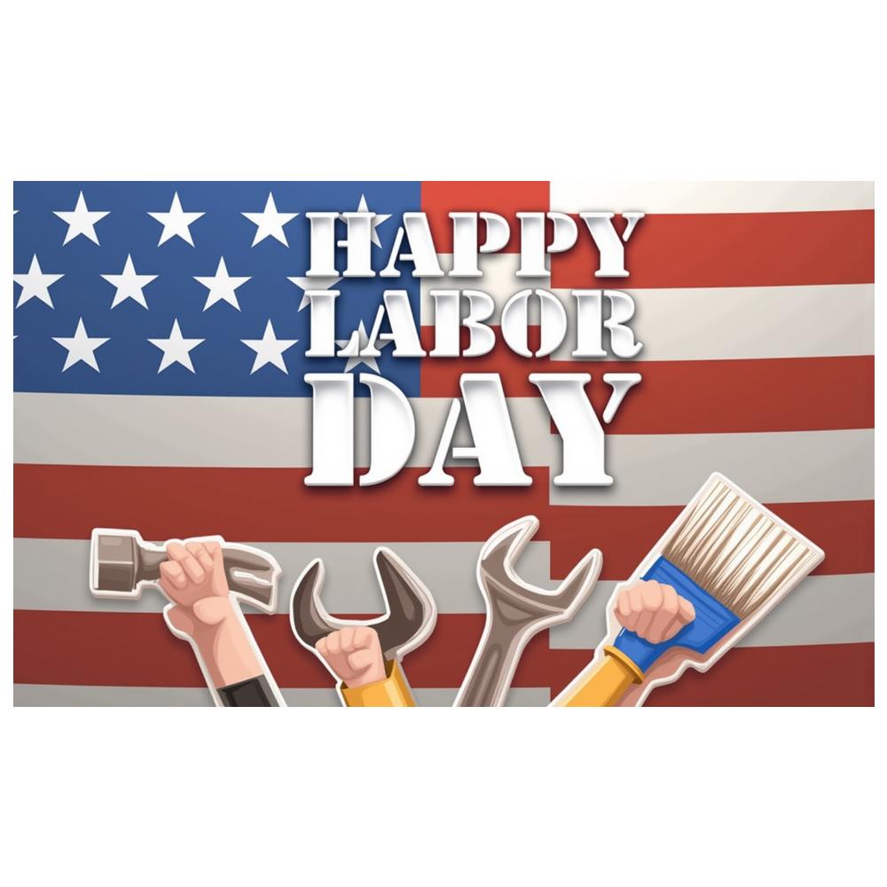 Outdoor Celebration Wrench Design Labor Day Banner Weather Resistant Patriotic Banner for Outdoor Party Community Event