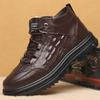 Wool Snow Cotton Shoes High-top Velvet Leather Shoes Middle-aged Men's Shoes Large Size Thickened Winter Shoes Thick Sole Warm Winter Non-slip