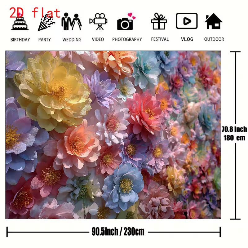 2D Flat Colorful Peony Flower Party Photo Background