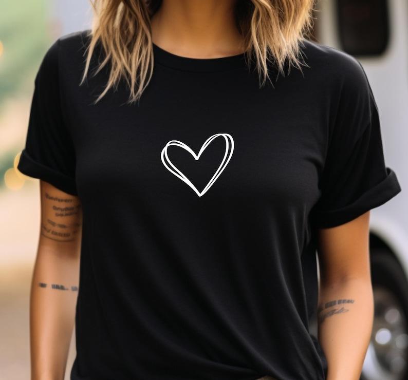Heart T Shirt Hand Drawn Cute Heart Cute Minimal Small Heart Shirt Love Heart Self Trending Fashion Tshirt Aesthetic Clothes