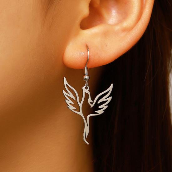 Zestaw naszyjnika i kolczyków Feniks dla kobiet, Pusta biżuteria ze stali nierdzewnej, Minimalistyczny naszyjnik typu choker z warstwowym wisiorkiem i wiszącymi kolczykami