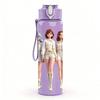 1PC Three Chibi Female Characters 750ml Color Plastic Sports Water Bottle Leakproof Flip Straw Lid For Sports Office Home Use