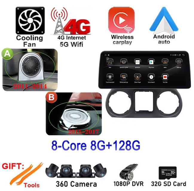 4G+Wifi For Jeep Wrangler 3 JK Android 14 Auto Car Radio Carplay Multimedia GPS Stereo Video Player