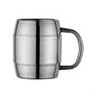 Stainless Steel Beer Mug BarrelShaped with Handle InsulatedWall Drinkware for Home