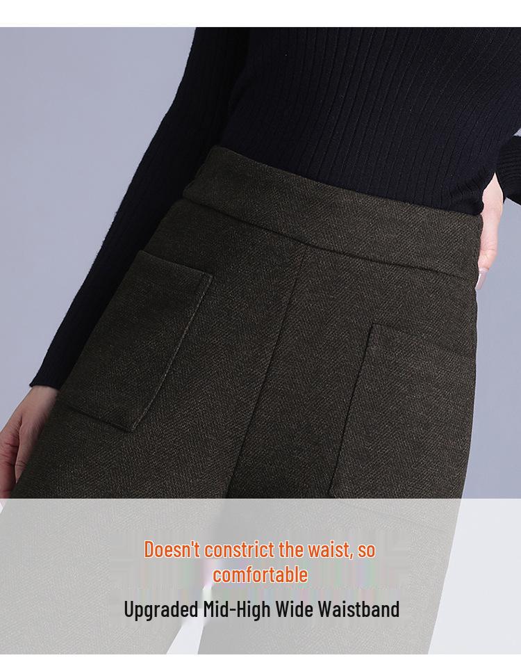 Pantaloni Sottili in Lana Cashmere: Pantaloni in Flanella a Vita Alta, Gamba Larga, Petite, Taglie Forti, Velluto, Gamba Dritta per Autunno/Inverno 2026