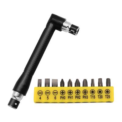 6.35mm Screwdriver Bits Set with Handle, L-Shaped Mini Dual-Head Socket Wrench, 10-Piece Bit Kit