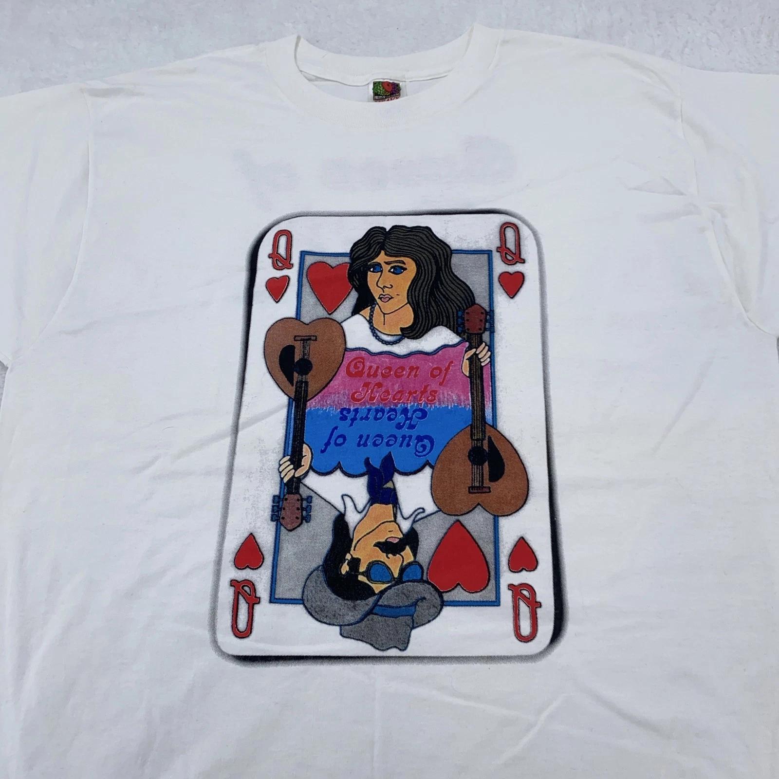 

Vtg Queen of Hearts Shirt Mens XL Country Music Cover Band Playing Card Tee 90s 3XL