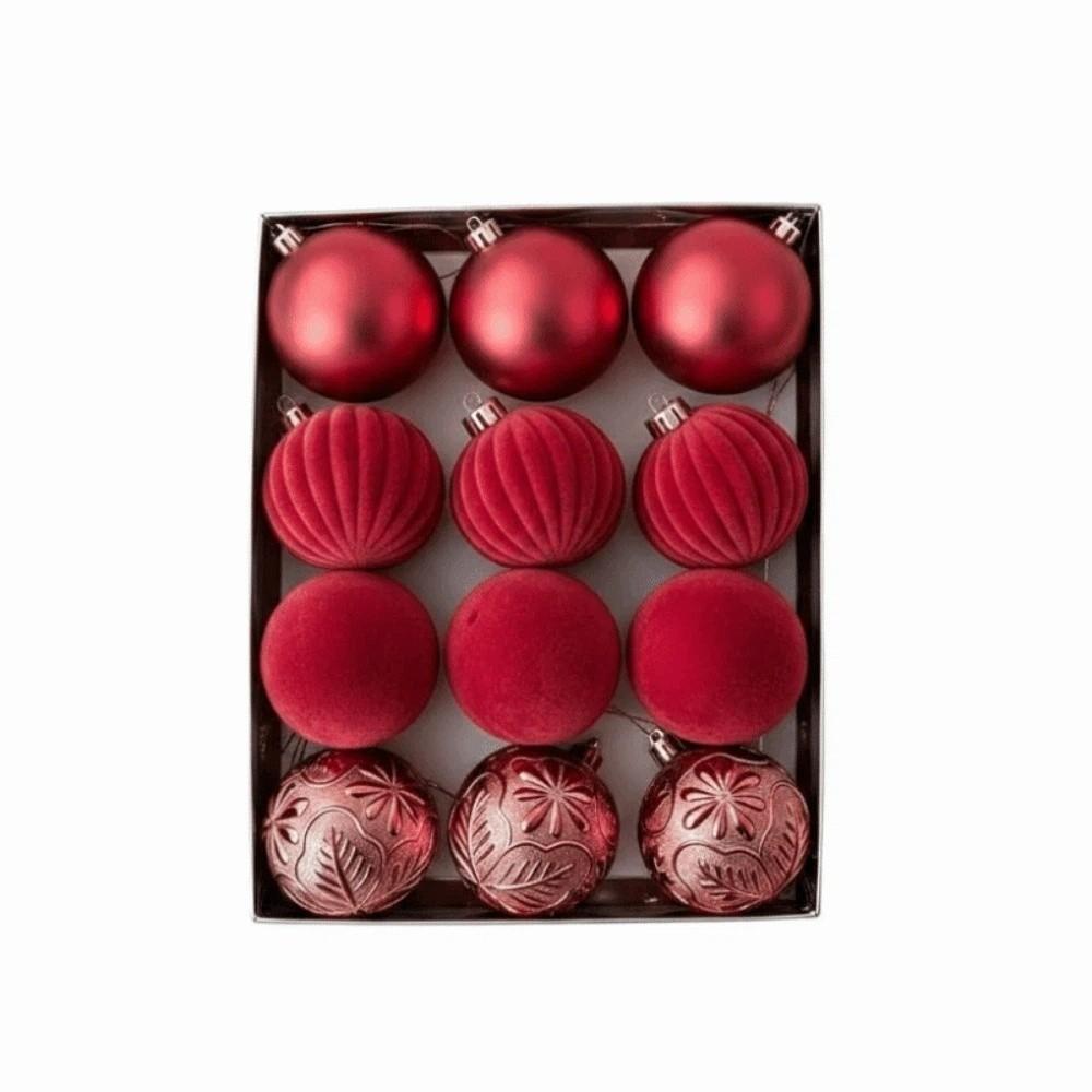 Xmas Decor Electroplated Christmas Ornaments Spherical Festive Flocked Baubles Shatterproof Luxury Velvet Balls Hotels