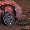 Natural Black Obsidian Chinese Dragon Pendant Jade Necklace Jewelry Amulet Lucky Mens Gift