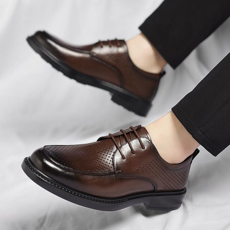Spring/Summer Men 37-45 Men's Flat/6CM Heightening Elevator Shoes Business Formal Leather Shoes Man British Casual Wedding Suit