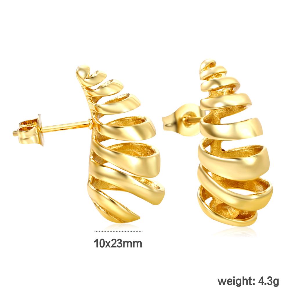 Ladies stainless steel earrings, snake spring metal stud earrings, wind square water drop versatile earrings fashion