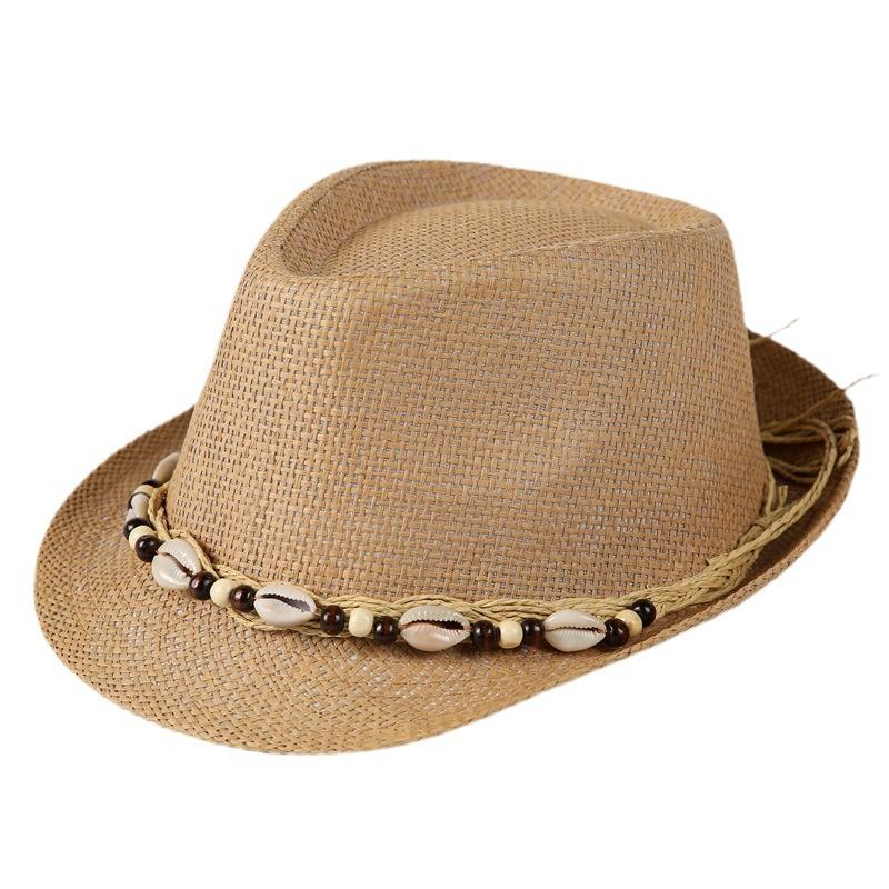 Top Hat Men'S Summer Outdoor Shade Sunscreen Hat Papyrus Shell Sun Hat Women'S Personality Fashion Trendy Hat Beach Hat