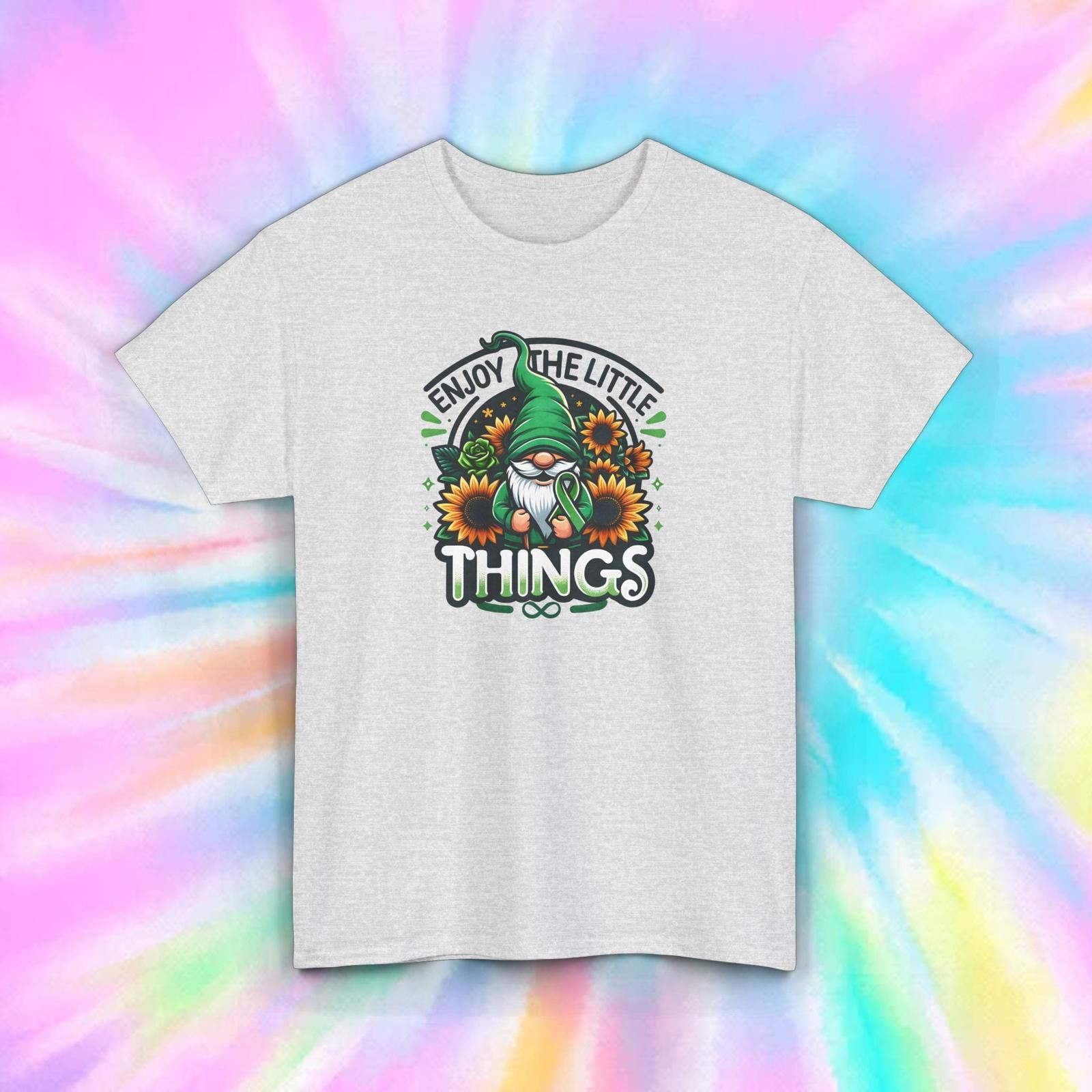 Enjoy the Little Things Gnome Sunflower Inspirational Positive Quote Graphic Tee XXXXL