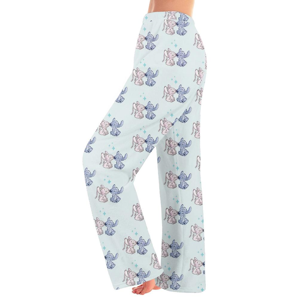 Women's Winter Pants Full Length Long Trousers Christmas Printed Flannel Pants
