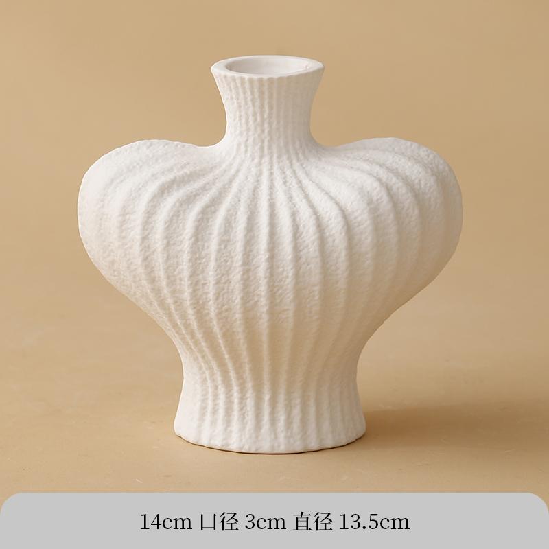 Keramik weiße Vase Wohnzimmer Kunststoff Schicke Vase Wasserkulturgefäße Einsetzen von Trockenblumen Topf Desktop Deko Ornamente
