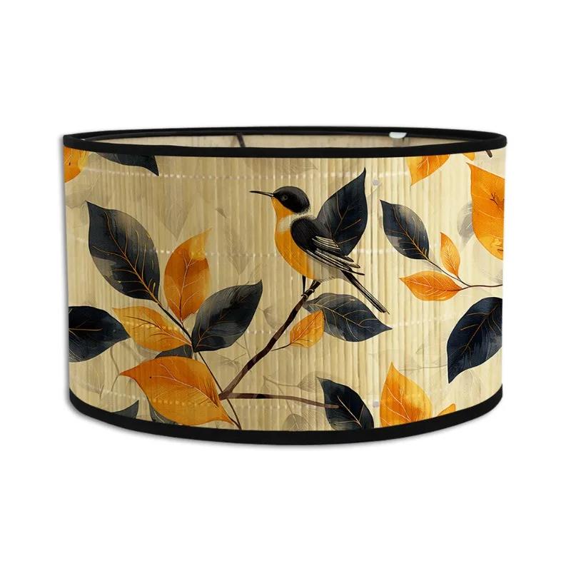 Nordic 30cm LampShades Vintage Bamboo Lamp Cover Floral Birds Pattern Table Floor Lamps Pendant Light Cafe Home Homestay Decor