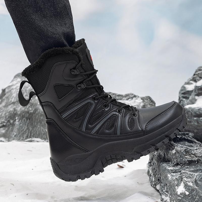 Brand Hiking Shoes Men's Boots Warm Plush Men Boots Winter High Top Snow Boots Men Outdoor Anti-Slip Ankle Boots Casual Sneaker