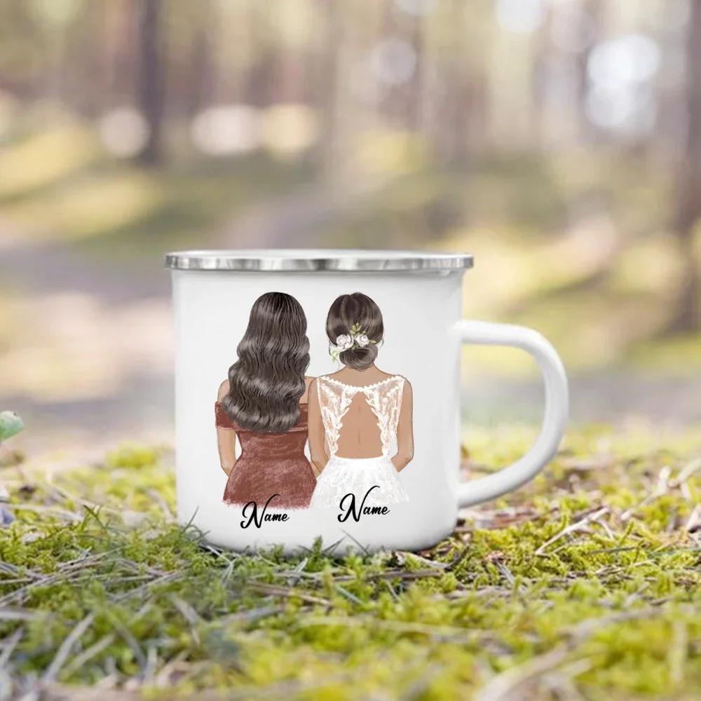 Personalized Enamel Mug Custom Name Tea Coffee Wine Mugs Bride Bridesmaid Cup Engagement Wedding Party Gifts for Maid of Honor