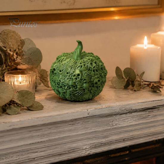 Gifts for Dark Aesthetic Lovers 3D Printed Halloween Skull Pumpkin Decorations, Skeleton Head Desktop Ornament, Decorative Relief Crafts Table