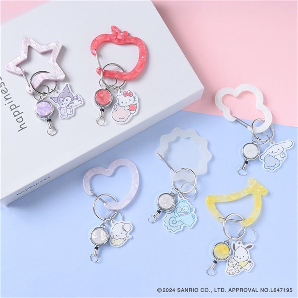 Sanrio All Stars Flower Ring Carabiner with Reel Bag Charm Pochacco LSR-G004