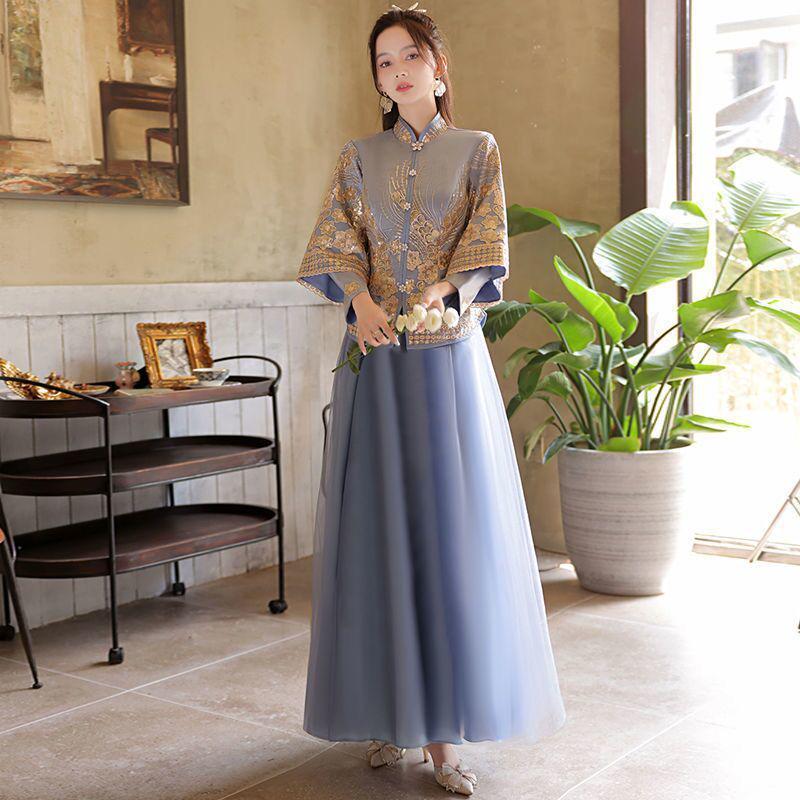 2025 Autumn-Winter Long Bridesmaid Gown - New Chinese Wedding Sisterhood Collection