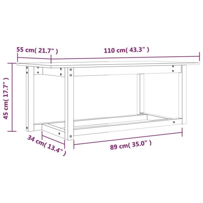 VidaXL Coffee Table Grey 110x55x45 Cm Solid Pine Wood 822169