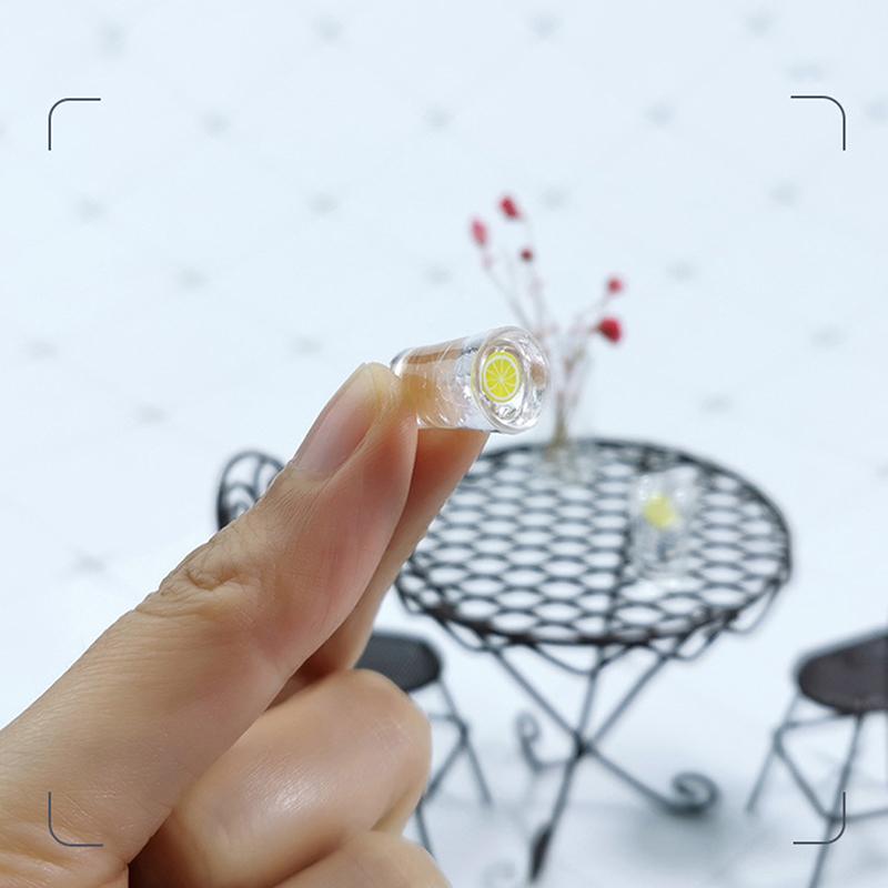 3Pc/Set Dollhouse Miniature Food Lemon Juice Jug Cup For Dollhouse Furniture