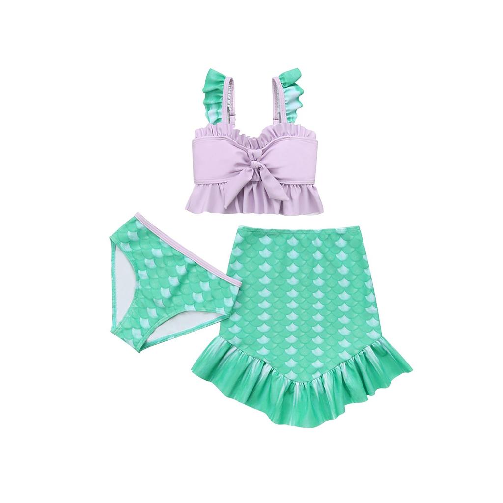 (TC)Girls TwoPiece Swimsuit Skirt ThreePiece Set Baby Girl Swimsuit