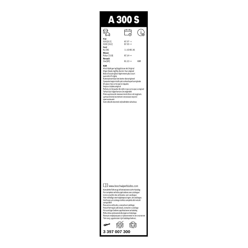 BOSCH AeroTwin Flat Wiper Blades for Imported Cars, Vehicle-Specific Set A300S