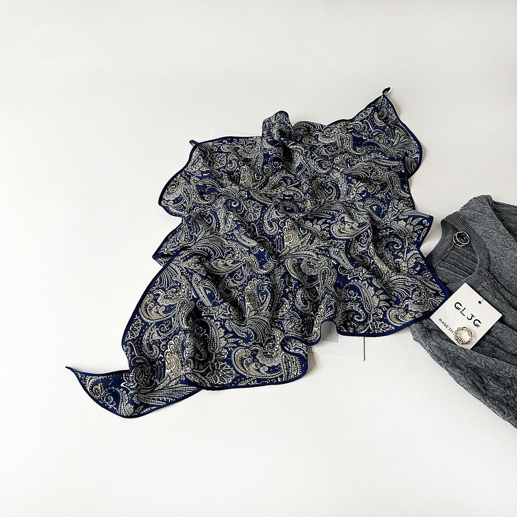 Stylish and Simple Cashew Print Silk Scarf Rhombus Scarf Summer Chiffon Silk Scarf Sun Protection Thin Women's Scarf Scarf Wholesale
