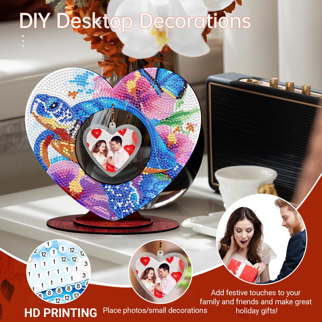 2D/Flat DIY Wooden Diamond Painting Desktop Ornaments Kit Diamond Art Tabletop Decorations for Adults Home Office Table Decor