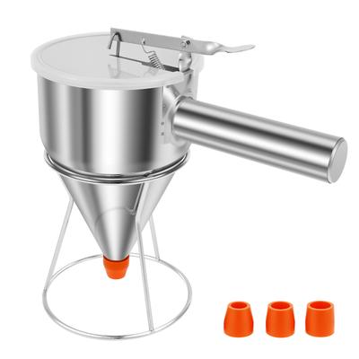 1200 ML Trattdispenser Rostfritt Stål Batteridispenser med Ställ Muffin Pannkakssmet Tillverkare för Bakning Kökstillbehör
