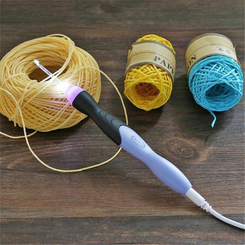New 9 In 1 Light Up Light Up Crochet Hooks Knitting Needles Set USB Knitting Weave Tool Kit Hooks Crochet LED Needles