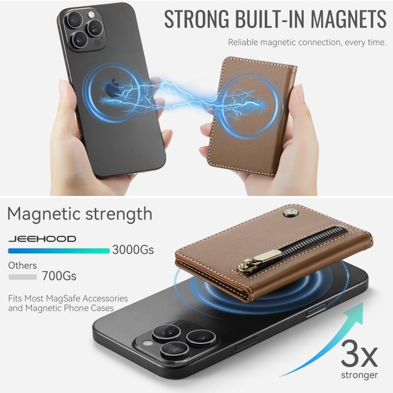 Leather PU Mobile Phone Magnetic Card Holder Card Holder Magnetic Ring