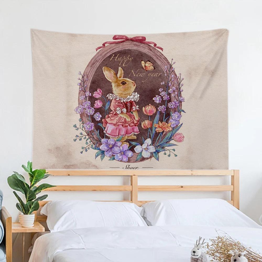 Rabbit Animation Cartoon Tapestry Office Living Room Decoration Home Wall Tapestry