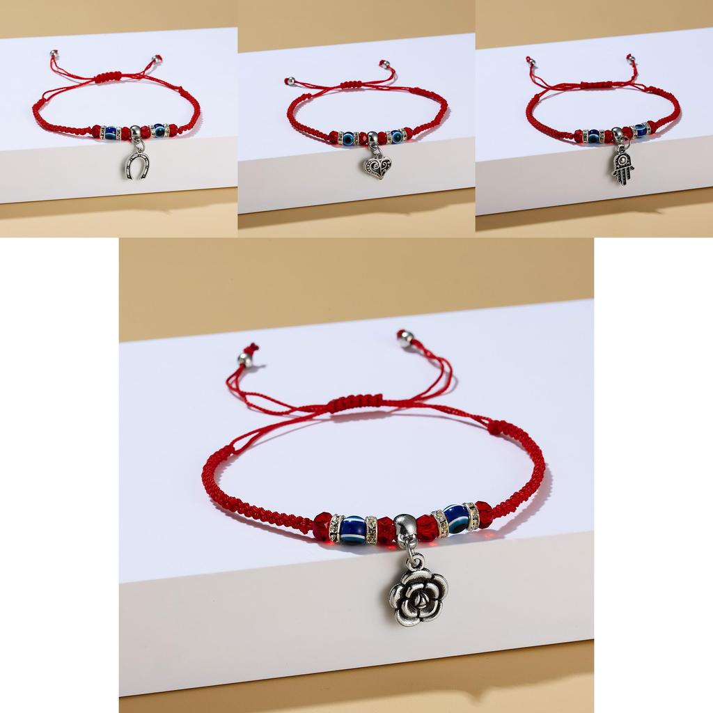 Owl Flower Turtle Elephant Pendant Weaving Bracelet With Alloy For Gift And Travel