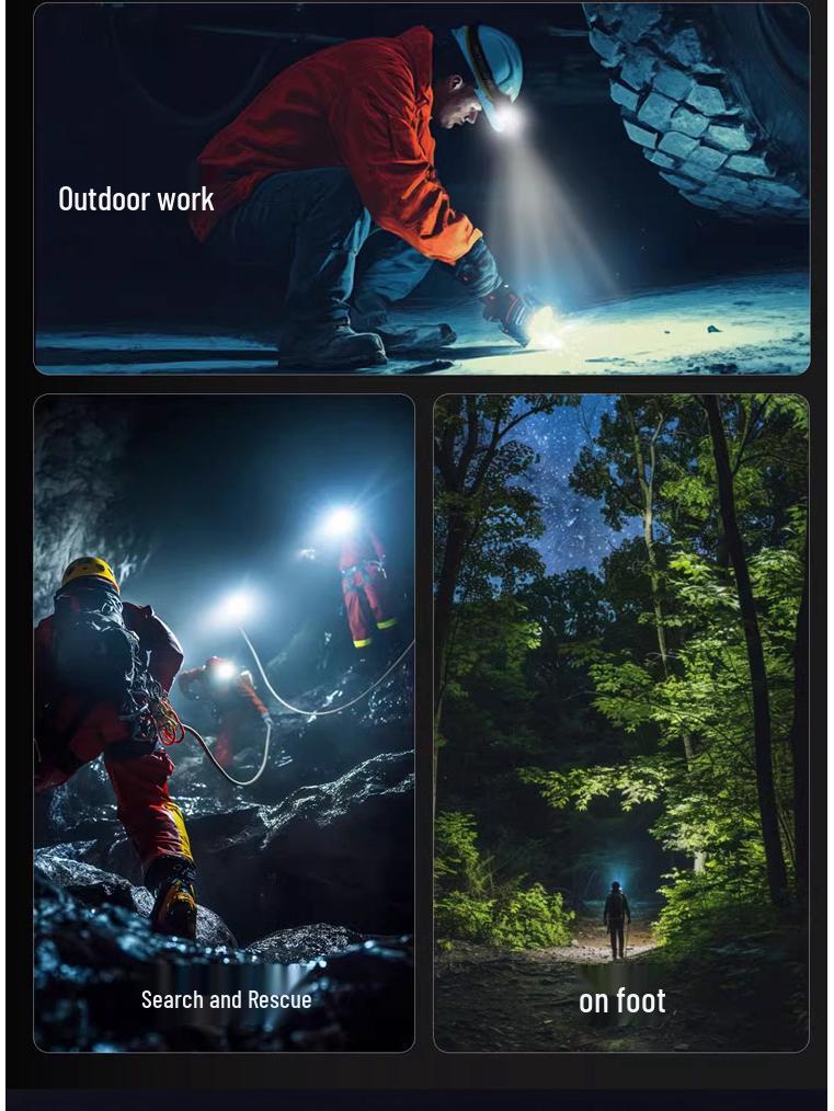 Multifunksjonell roterende magnetisk hodelykt med elektrisk display