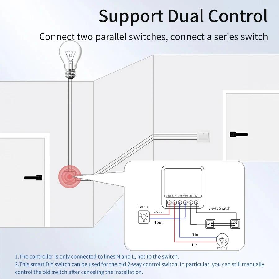 Wifi Smart Switch Module DIY Interruptor Smart Home Light Switch Breaker eWeLink APP Remote Control Work with Alexa Google Home