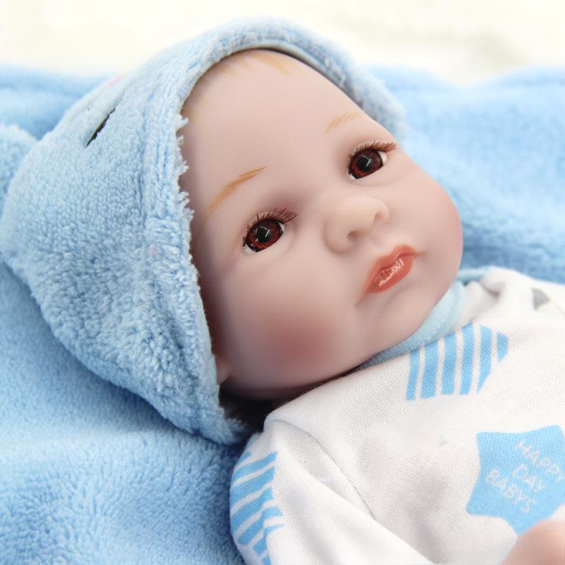 11 inch Rebirth Doll Simulated baby toys 27cm Cute Bathing Doll Pink and blue dress up doll Children's birthday gift Whole body adhesive Vinyl doll