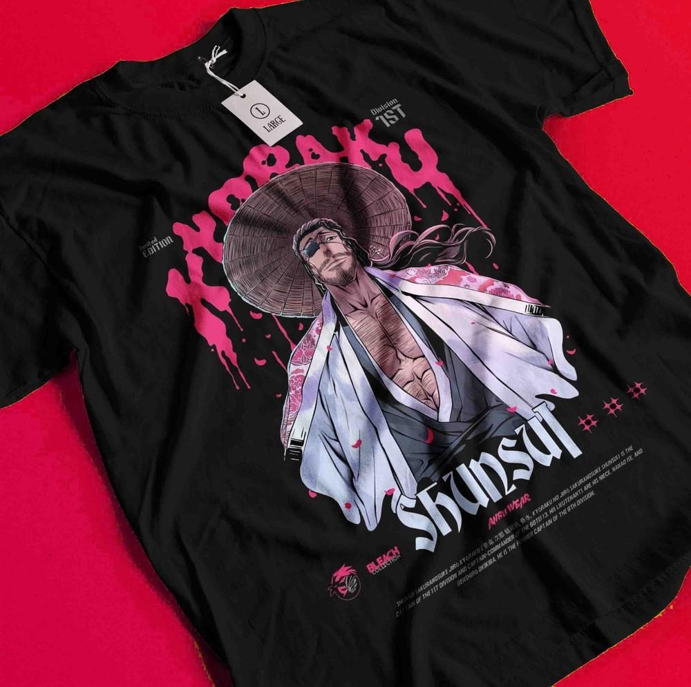 

Kyoraku Shunsui Shirt Bleach Anime Tshirt Aizen T-Shirt Ichigo Bankai Yhwach Tee BB284 XL