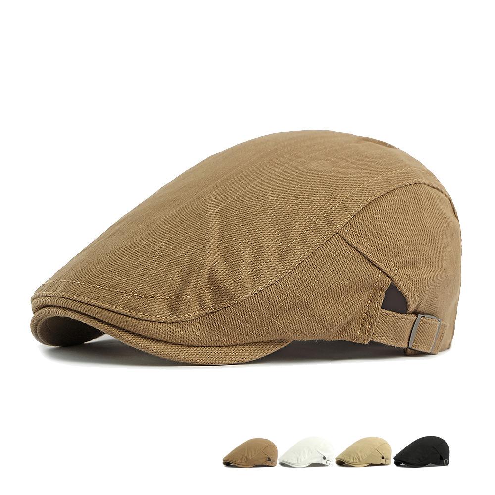 Spring Summer Classic Beret Men British Vintage Cap Solid Color Forward Cap