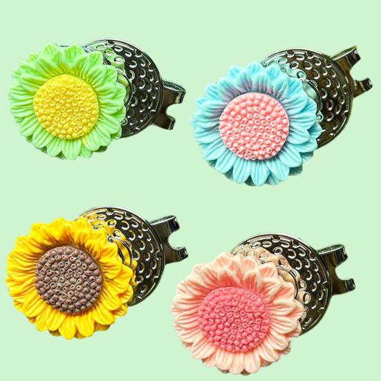 Magnetic Golf Ball Marker with Hat Clip Sunflower Shape Magnet Ball Marker Cap Clip Set for Men Women Golfers Bags Belts Visors Accessories
