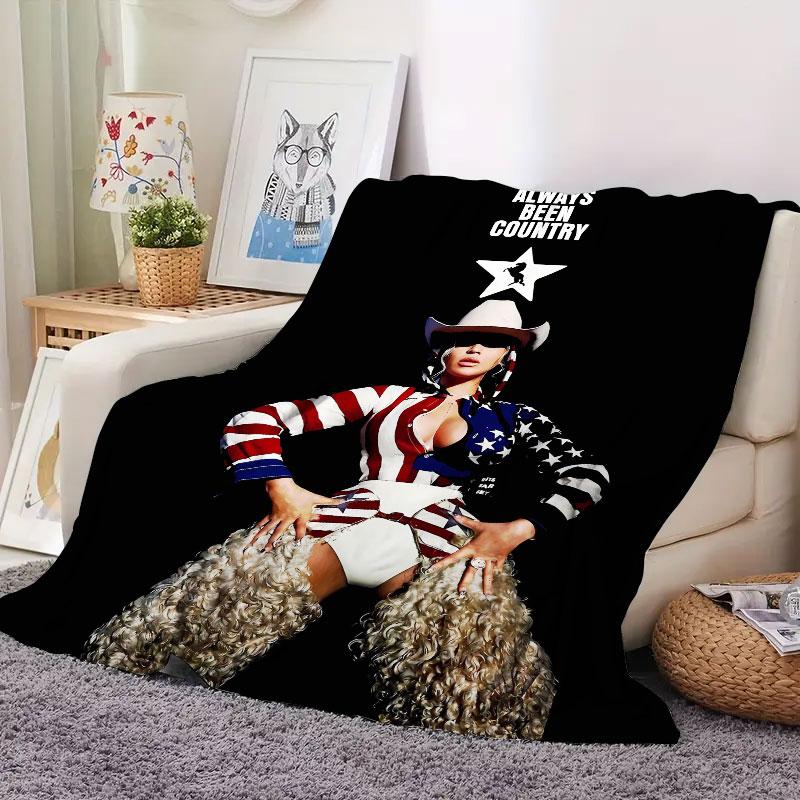 1Pc beyonce Print Flannel Blanket, High quality Comfortable for All Seasons, Warmth and Comfort, Perfect for Christmas Gifts