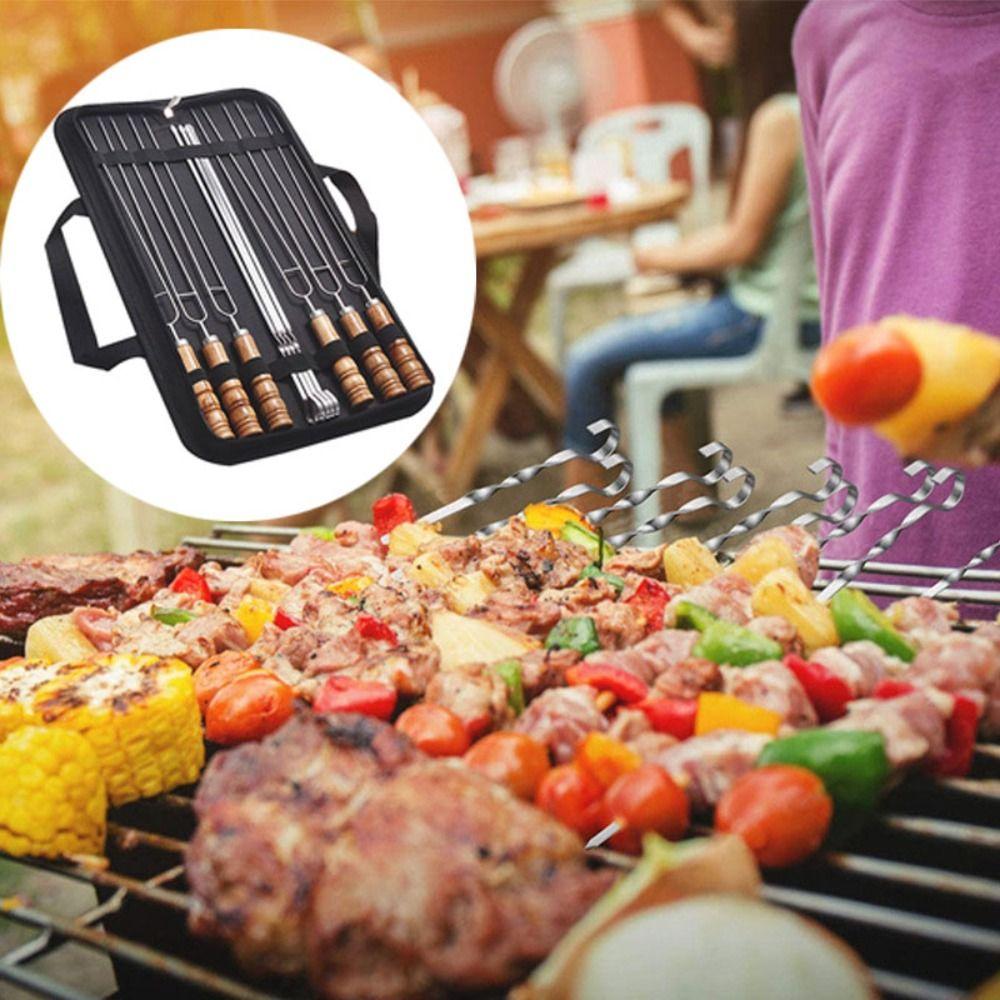 10pcs Reusable BBQ Skewers Stainless Steel Grilled Fork Barbecue Needle Marshmallow