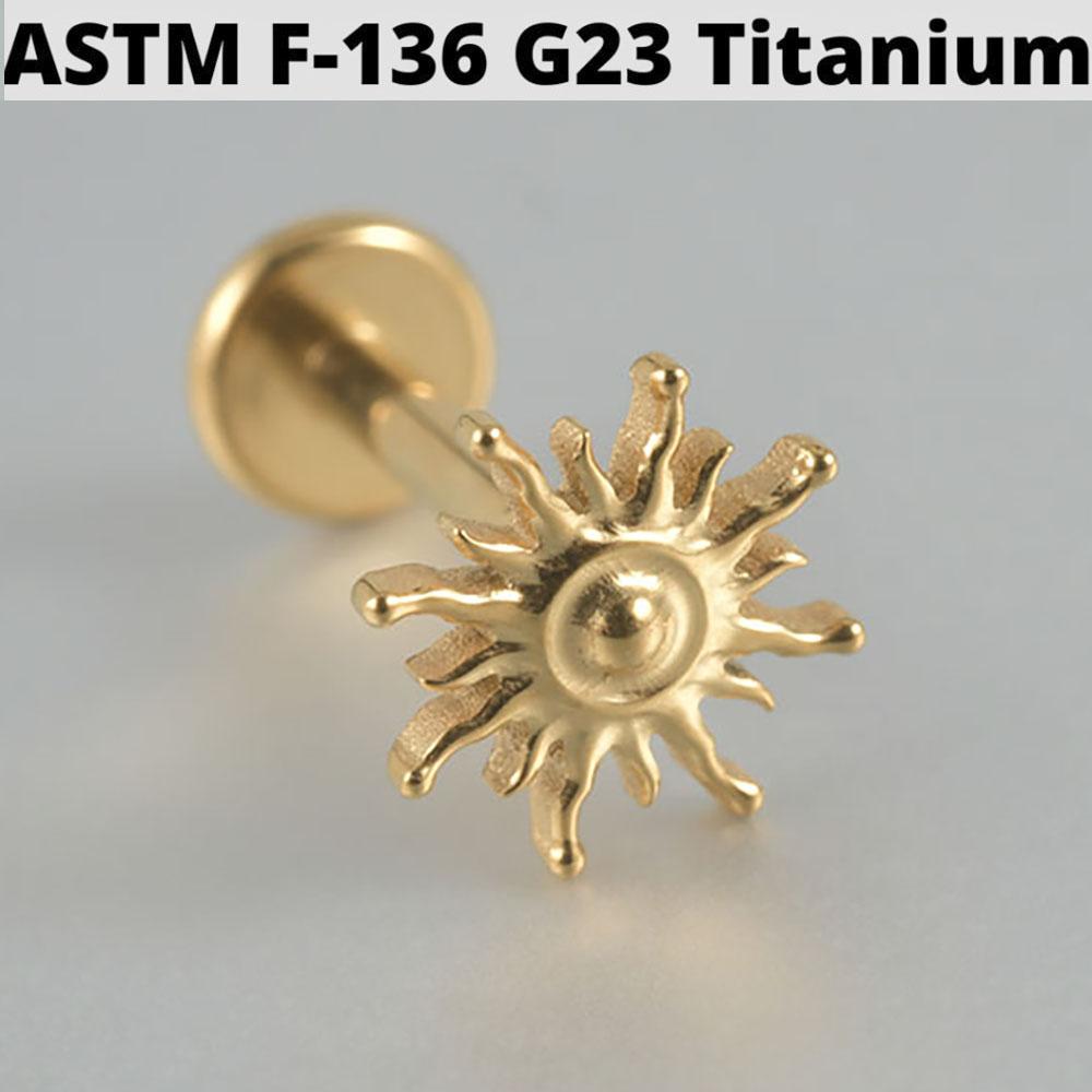 Cz Four Pointed Star G23 Solid Titanium Cartilage Earrings Stud 16G Internally Threaded Sun Helix Ear Tragus Piercing Jewelry