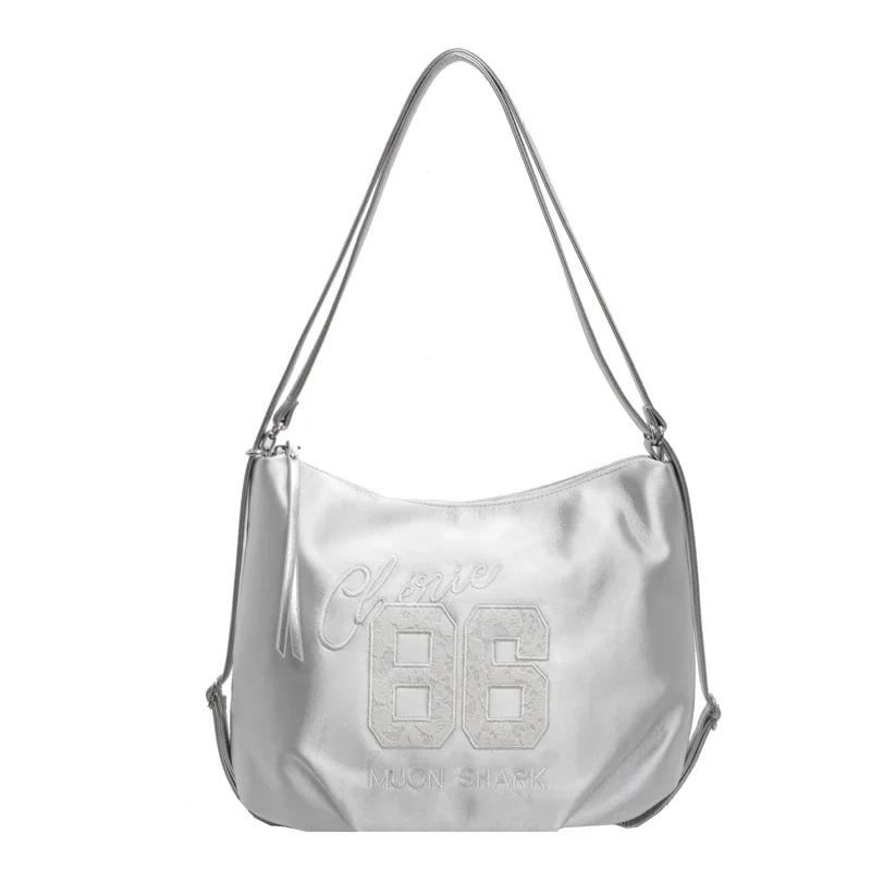 Geantă feminină de mare capacitate, design de nișă de înaltă calitate, cu litere brodate, umăr dublu, crossbody, clasă pentru navetiști