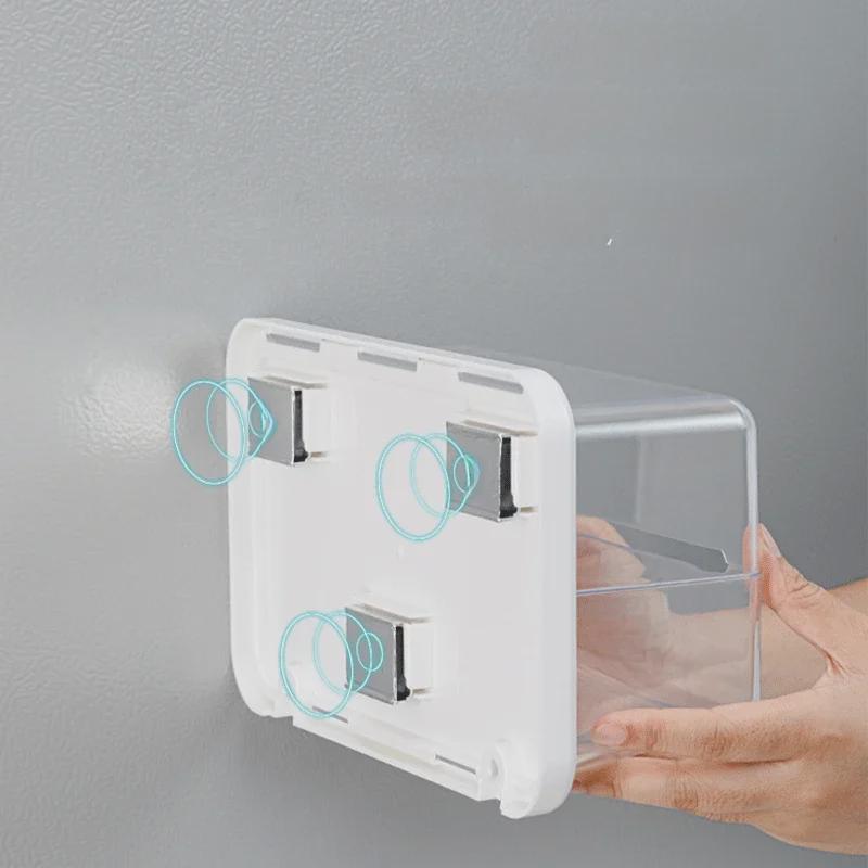 Magnetic Kitchen Storage: Wall-Mounted Refrigerator Shelf & Tissue Holder