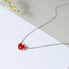 925 Silver Plated Red Heart Necklace for Women Minimalist Heart Pendant Dainty Collarbone Chain