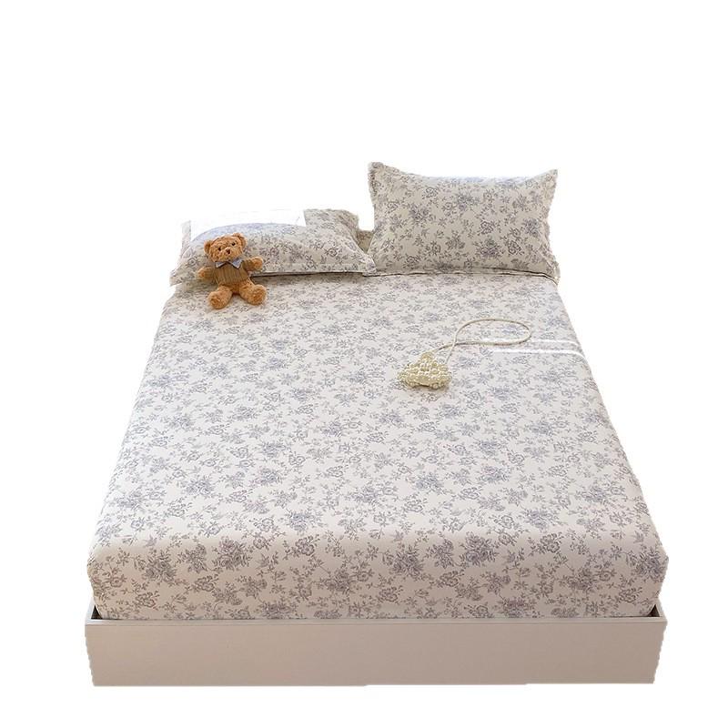 Pure Cotton Printed Single Bed Sheet Set - Fitted Sheet, Protective Cover, Pad Cover (3 Pieces)