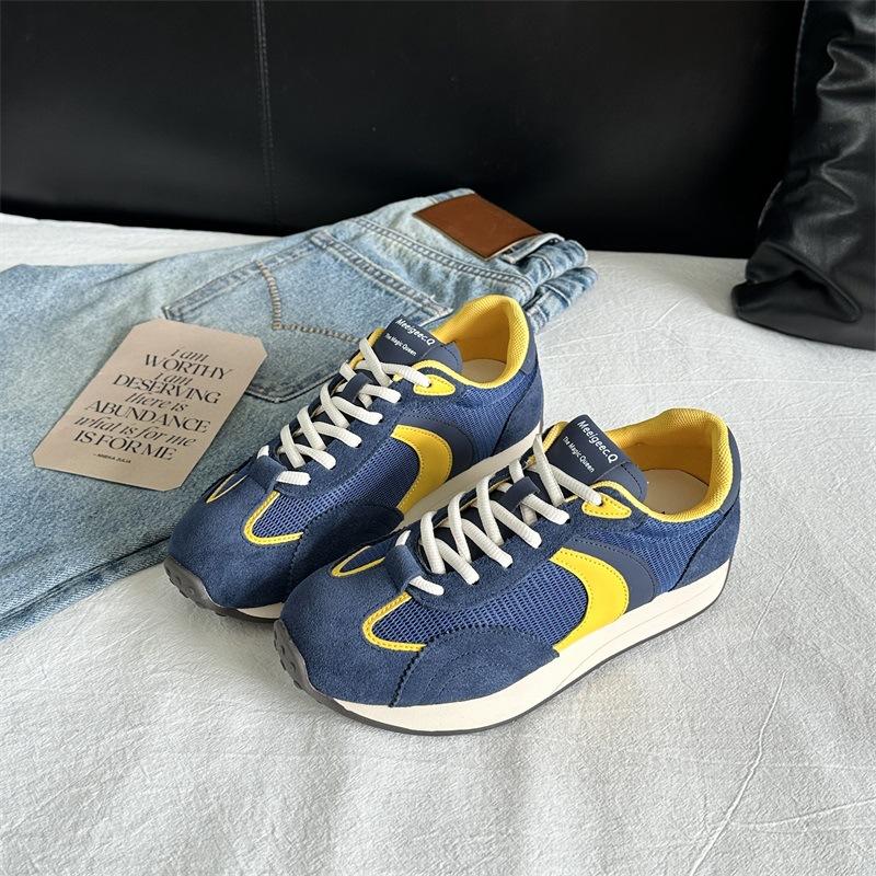 

2025 новые ретро стиль ремешок квадратный носок удобные туфли Форреста Гампа темперамент мода спорт универсальные с мелким вырезом папины кроссовки женские 40 темно-синий